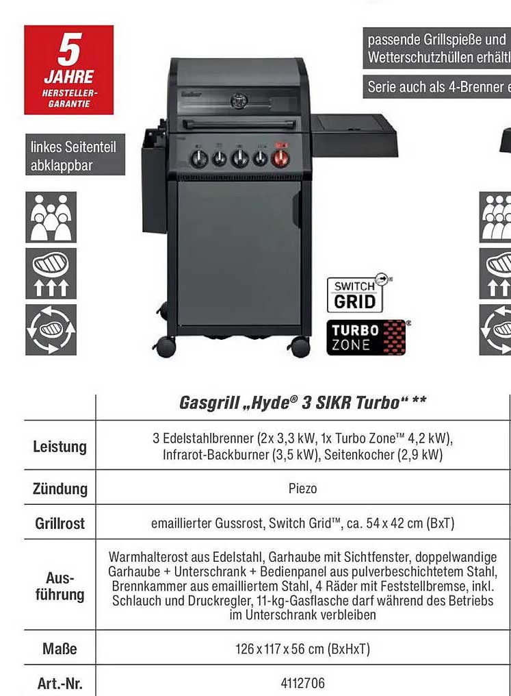 Gasgrill „Hyde® 3 SIKR Turbo“
