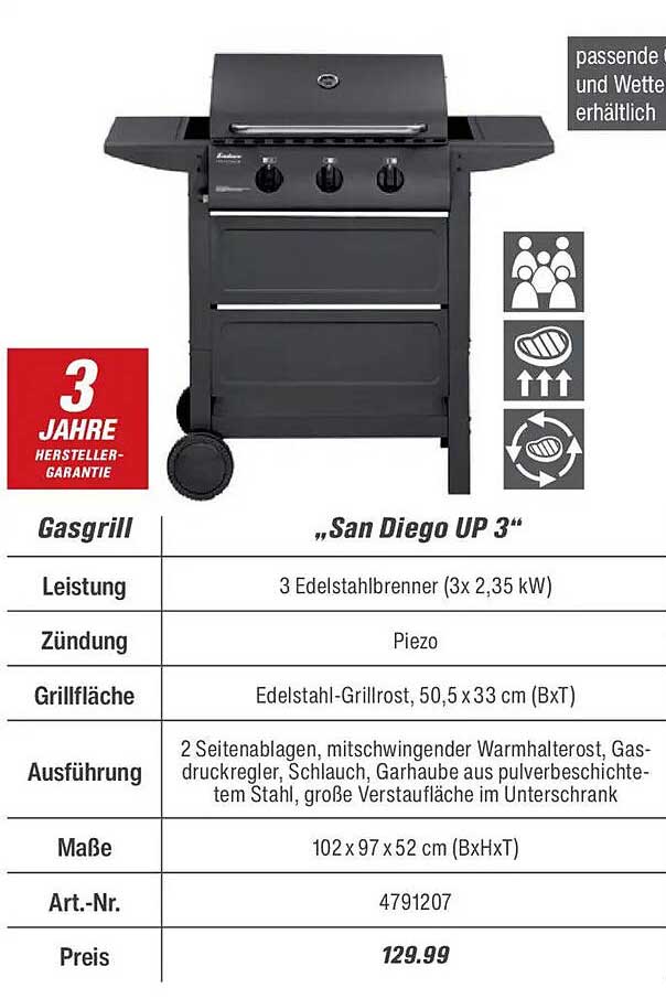 Gasgrill „San Diego UP 3“