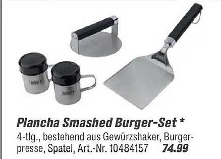 Plancha Smashed Burger-Set * 4-tlg., bestehend aus Gewürz shaker, Burger-presse, Spatel, Art.-Nr. 10484157