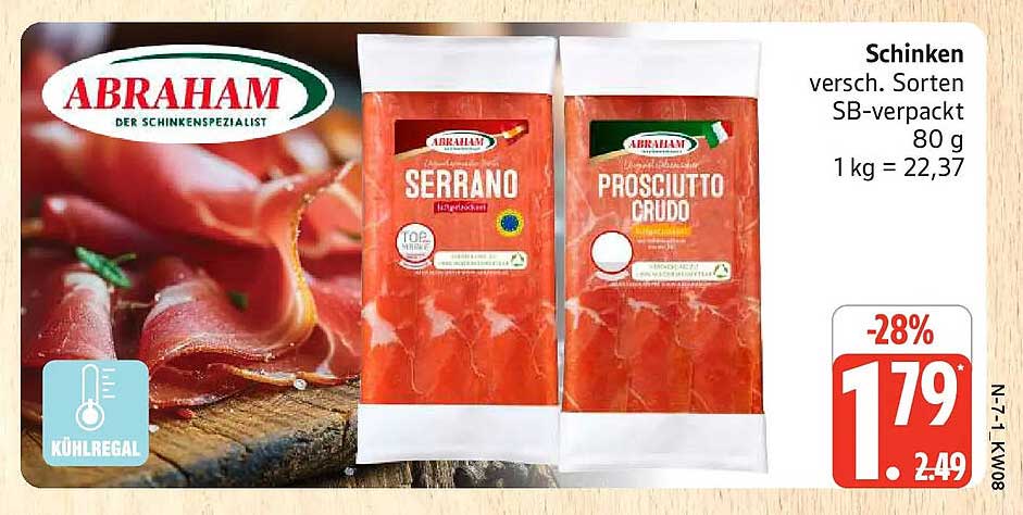 Schinken verschieden. Sorten SB-verpackt 80 g