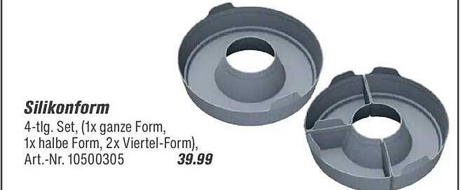 Silikonform 4-tlg. Set, (1x ganze Form, 1x halbe Form, 2x Viertel-Form), Art.-Nr. 10500305