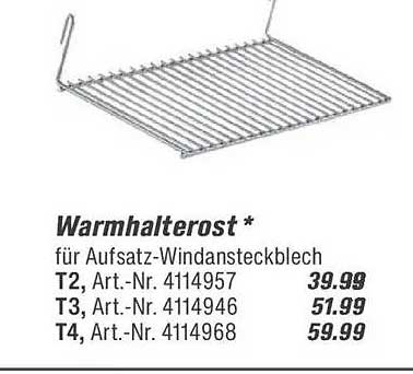 Warmhalterost * für Aufsatz-Windansteckblech