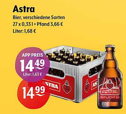 Astra Bier, verschiedene Sorten 27 x 0,33 l + Pfand