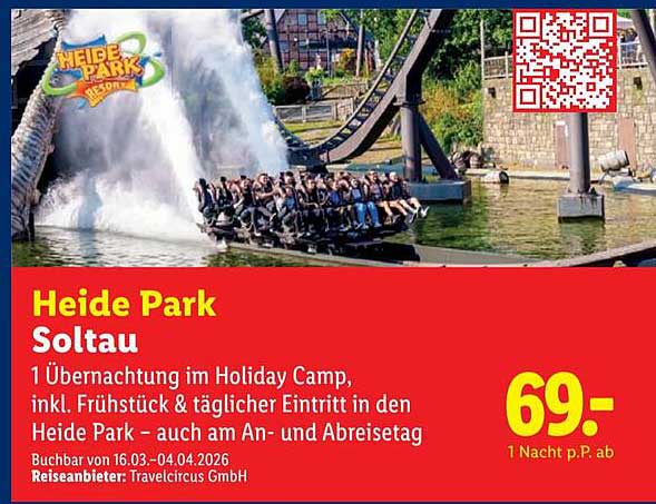 Heide Park Soltau 1 Übernachtung im Holiday Camp, inkl. Frühstück & täglicher Eintritt in den Heide Park – auch am An- und Abreisetag