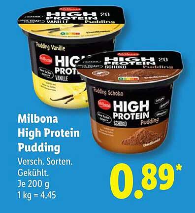 Milbona High Protein Pudding Angebot bei Lidl - ProspektGuru.de