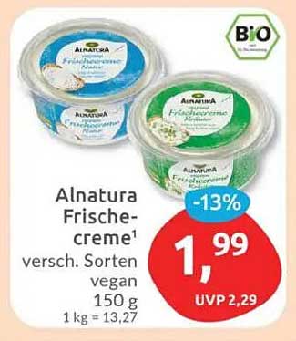 Alnatura Frischcreme - verschiedene Sorten vegan