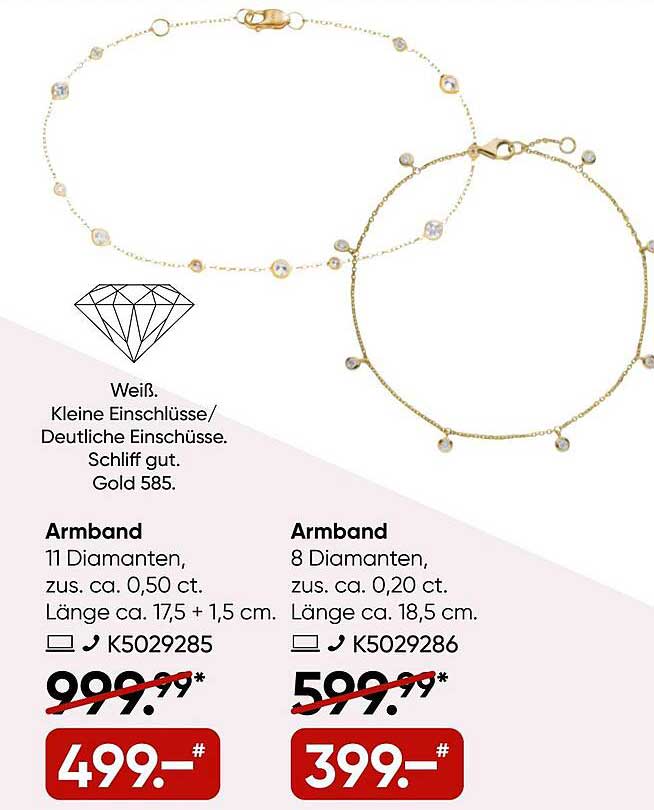 Armband mit 11 Diamanten für 499,99 € statt 999,99 €