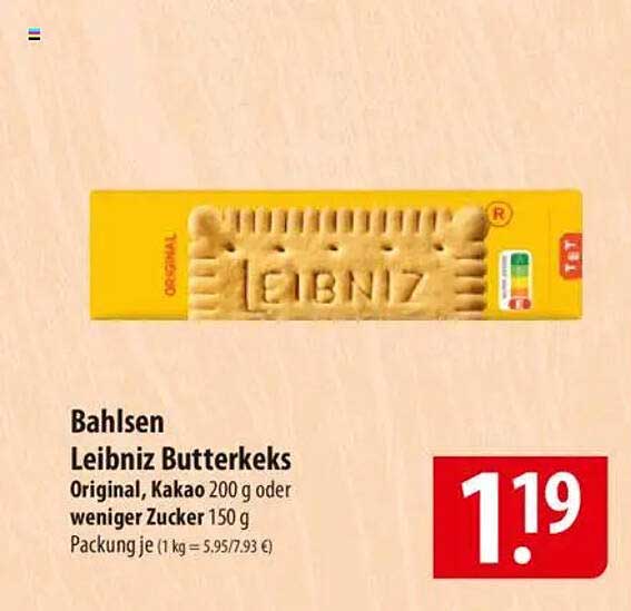 Bahlsen Leibniz Butterkeks Original, Kakao 200 g oder weniger Zucker 150 g