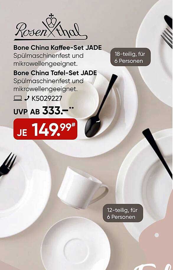 Bone China Kaffee-Set JADE und Tafel-Set JADE von Rosenthal