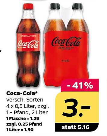 Coca-Cola diverse Sorten 4 x 0,5 Liter – jetzt zugreifen!