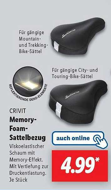 CRIVIT Memory-Foam-Sattelbezug