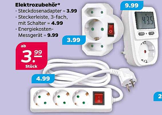 Elektrozubehör - Steckdosenadapter, Steckerleiste, Energiekosten-Messgerät