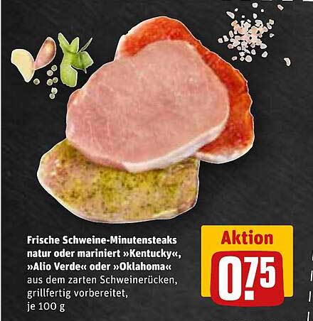 Frische Schweine-Minutensteaks natur oder mariniert »Kentucky«, »Alio Verde« oder »Oklahoma«