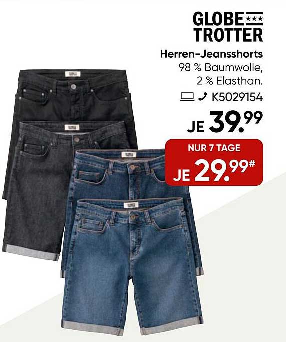 GLobe Trotter Herren-Jeansshorts