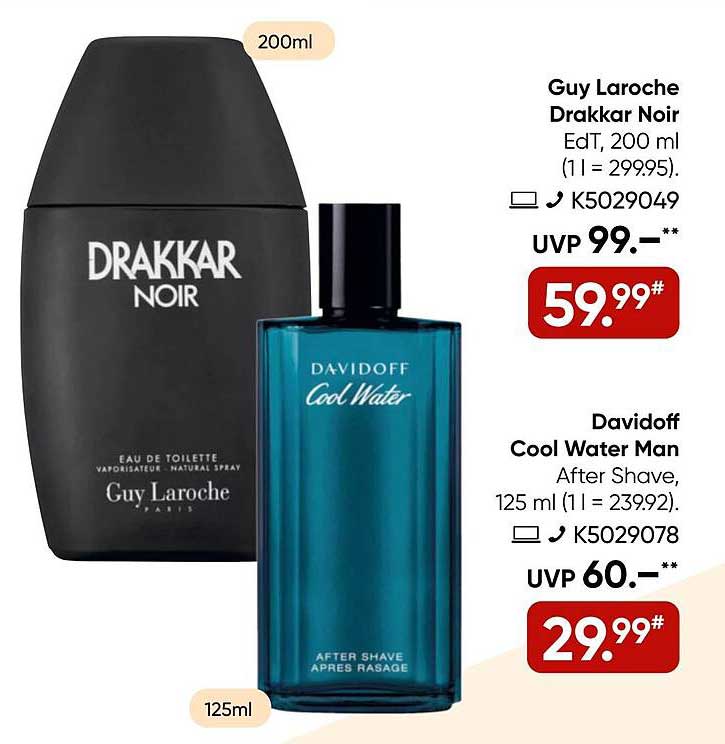 Guy Laroche Drakkar Noir EdT 200 ml & Davidoff Cool Water Man After Shave 125 ml