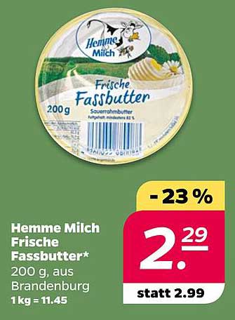 Hemme Milch Frische Fassbutter 200 g