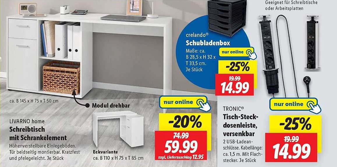 LIVARNO home Schreibtisch mit Schrankelement
