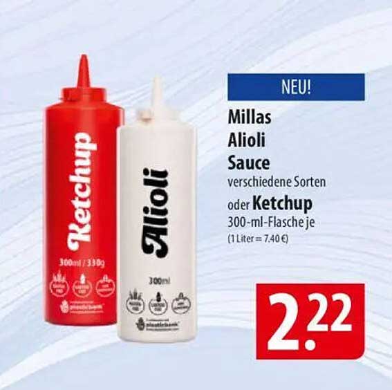 Millas Alioli Sauce oder Ketchup 300-ml-Flasche je