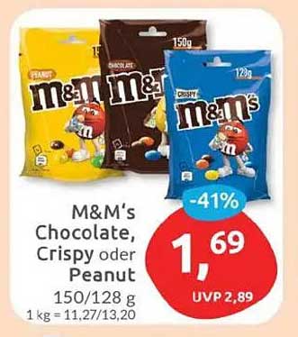 M&M's Chocolate, Crispy oder Peanut – 150/128 g