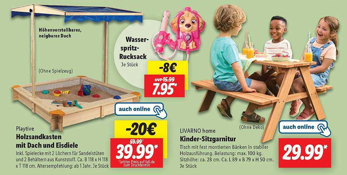 Playtive Holzsandkasten mit Dach und Eisdiele