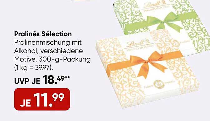 Pralinés Sélection - Pralinenmischung mit Alkohol, verschiedene Motive, 300-g-Packung