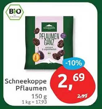 Schneekoppe Pflaumen ganz, 150 g
