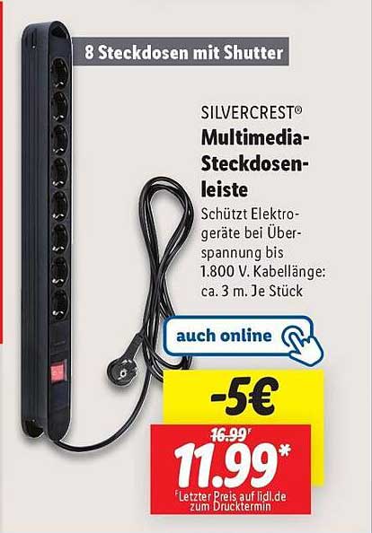 SILVERCREST® Multimedia-Steckdosenleiste mit 8 Steckdosen