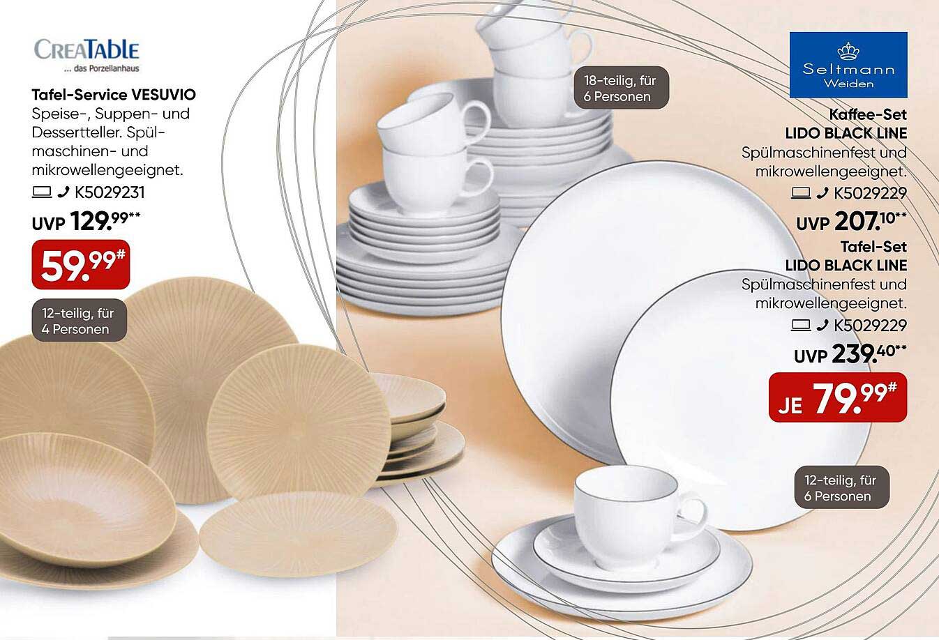 Tafel-Service VESUVIO und Tafel-Set LIDO BLACK LINE