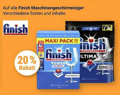 20 % Rabatt auf alle Finish Maschinen Geschirrreiniger