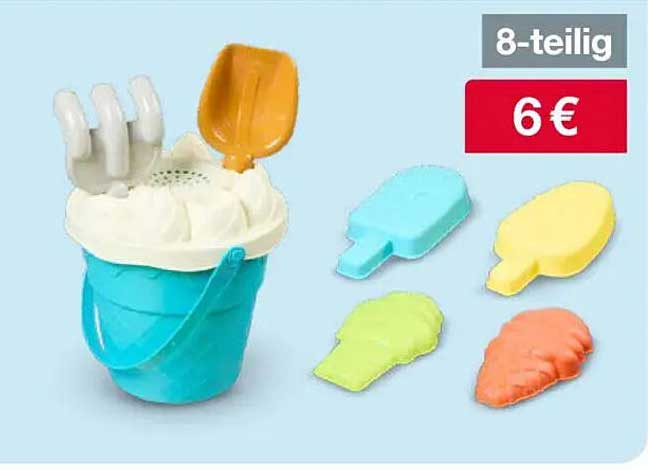 8-teiliges Sandspiel-Set mit Eimer und Förmchen