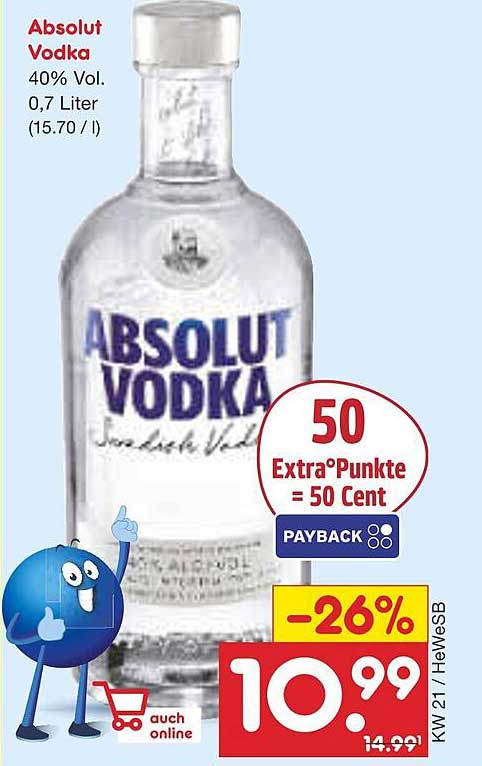 Absolut Vodka 0,7 Liter - 40% Vol. im Angebot