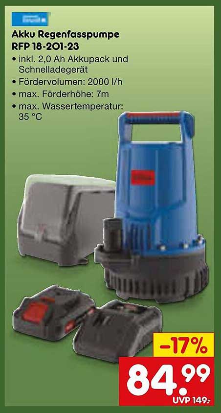 Akku Regenfasspumpe RFP 18-201-23