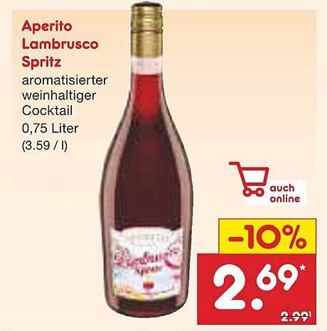 Aperito Lambrusco Spritz 0,75 Liter - aromatisierter weinhaltiger Cocktail