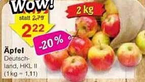 Äpfel 2 kg - Jetzt für nur 2,22 € statt 2,79 €!