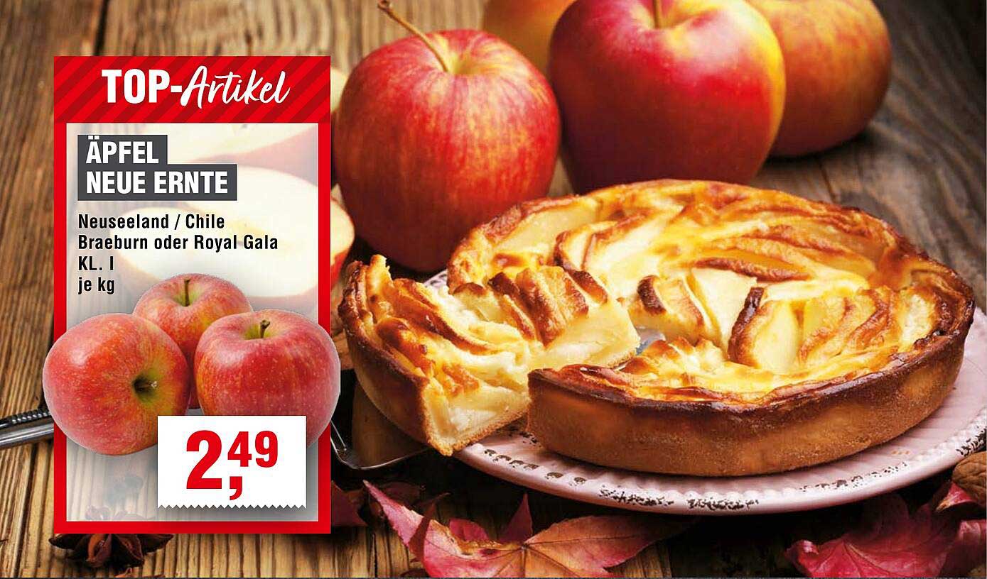 Äpfel Neue Ernte - Neuseeland / Chile Braeburn oder Royal Gala KL. I je kg