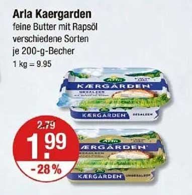 Arla Kaergarden feine Butter mit Rapsöl, verschiedene Sorten, je 200-g-Becher