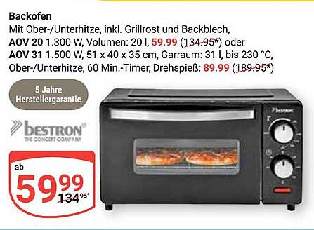 Backofen mit Ober-/Unterhitze, inkl. Grillrost und Backblech