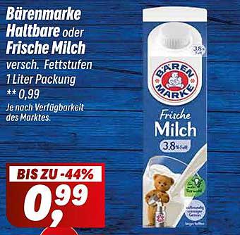 Bärenmarke Haltbare oder Frische Milch 1 Liter Packung