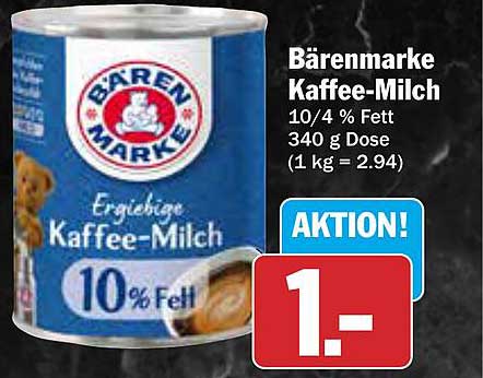 Bärenmarke Kaffee-Milch 10% Fett 340 g Dose