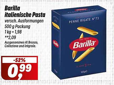 Barilla italienische Pasta 500 g - Penne Rigate N°73
