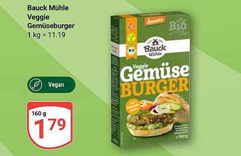 Bauck Mühle Veggie Gemüseburger 160 g