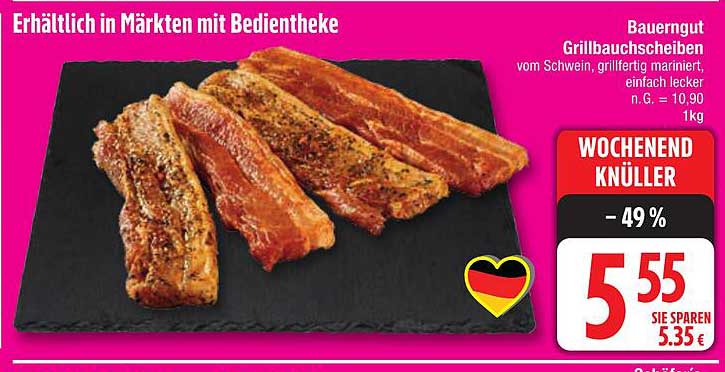 Bauerngut Grillbauchscheiben vom Schwein, grillfertig mariniert