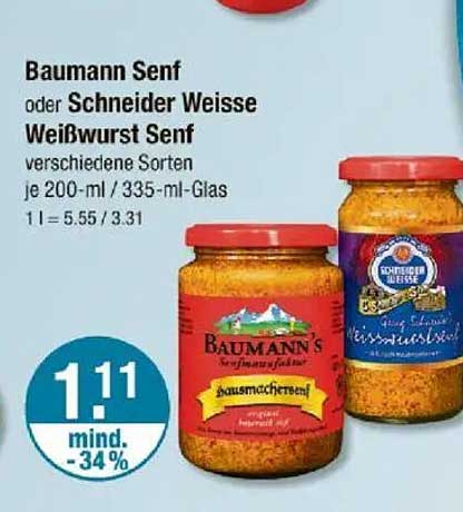 Baumann Senf oder Schneider Weisse Weißwurst Senf – verschiedene Sorten