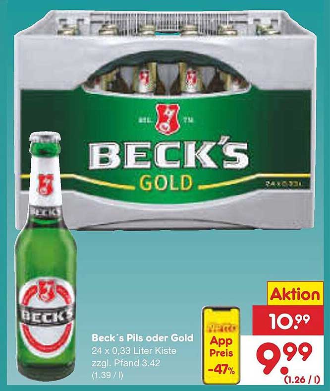 Beck's Pils oder Gold 24 x 0,33 Liter Kiste