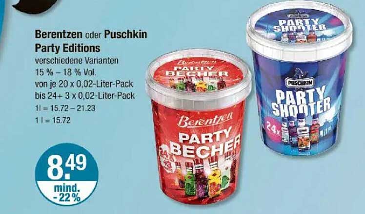 Berentzen oder Puschkin Party Editions - verschiedene Varianten