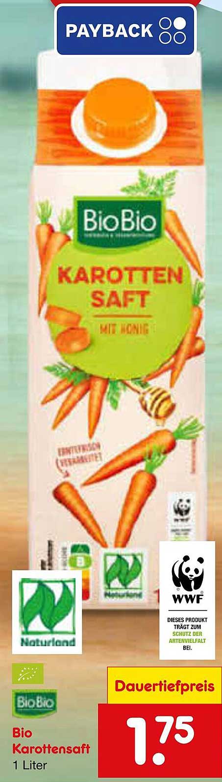 Bio Karottensaft 1 Liter - Mit Honig