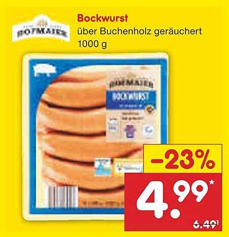 Bockwurst über Buchenholz geräuchert 1000 g