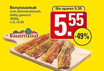 Bonanzasteak vom Schweinebauch, deftig gewürzt 1000g