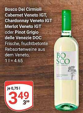Bosco Dei Cirmioli Cabernet Veneto IGT, Chardonnay Veneto IGT, Merlot Veneto IGT oder Pinot Grigio delle Venezie DOC, 0,75 l
