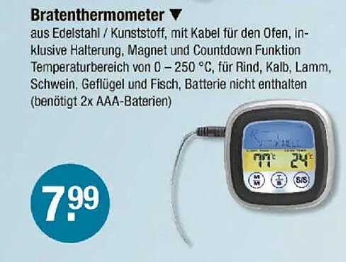 Bratenthermometer aus Edelstahl und Kunststoff